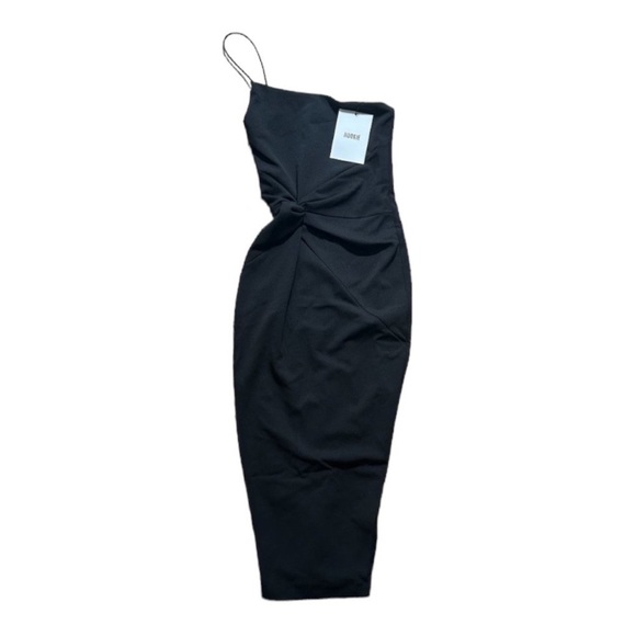 NEW Nookie Lust Midi Dress One Shoulder Strap Stretch Scuba Fabric Black - Picture 7 of 11